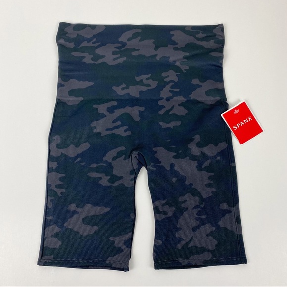 NWT Spanx Grey Black Camo High Waisted Biker Shorts Shape Wear M - Picture 6 of 6